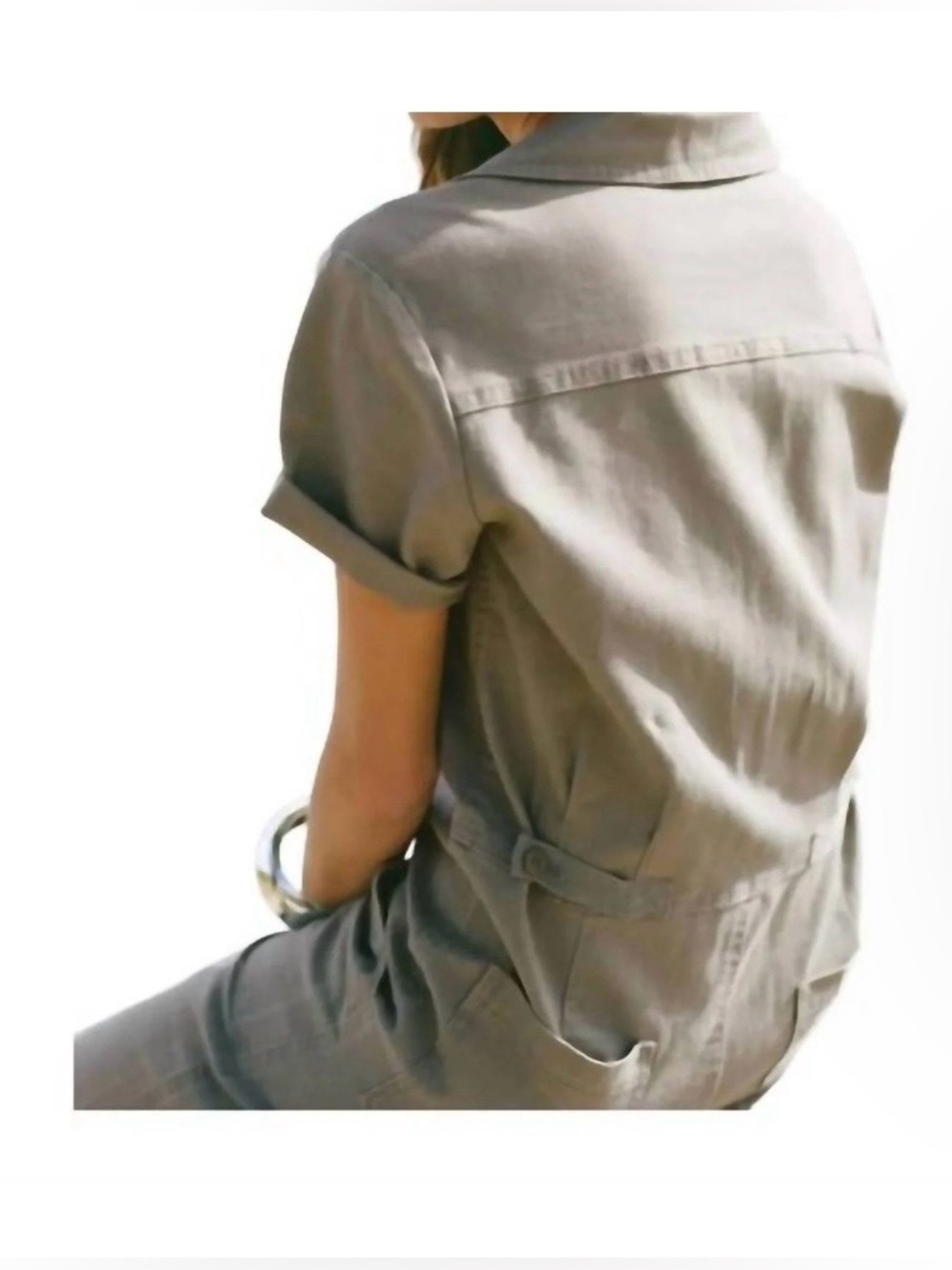 Z Supply Olive Green Utility Short-Sleeve Jumpsuit - Picture 2 of 7